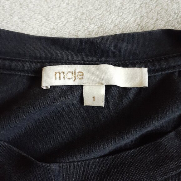 Maje Women's Size 1 (XS/S) Black Venus Goddess Tour Tara Graphic T-Shirt - Picture 7 of 15